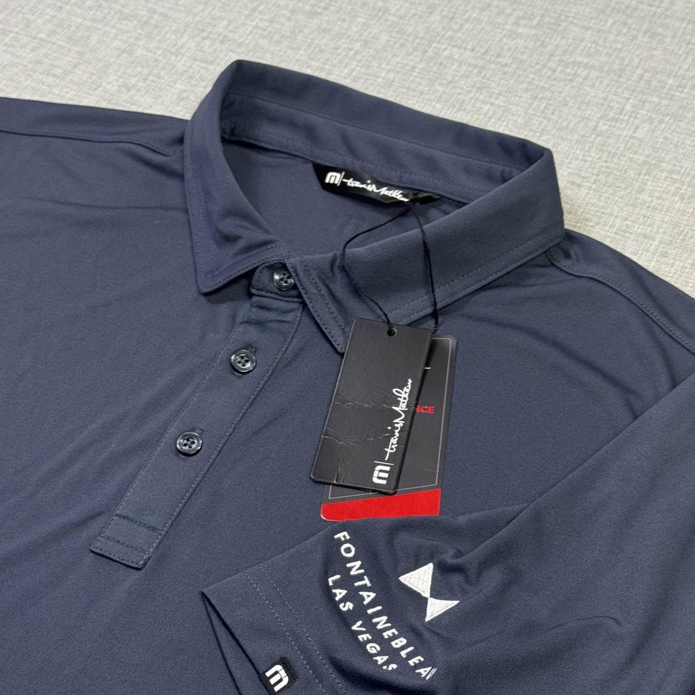 Travis Mathew Coto Performance Golf Polo Shirt Men XL Blue Quick-Dry Embroidered